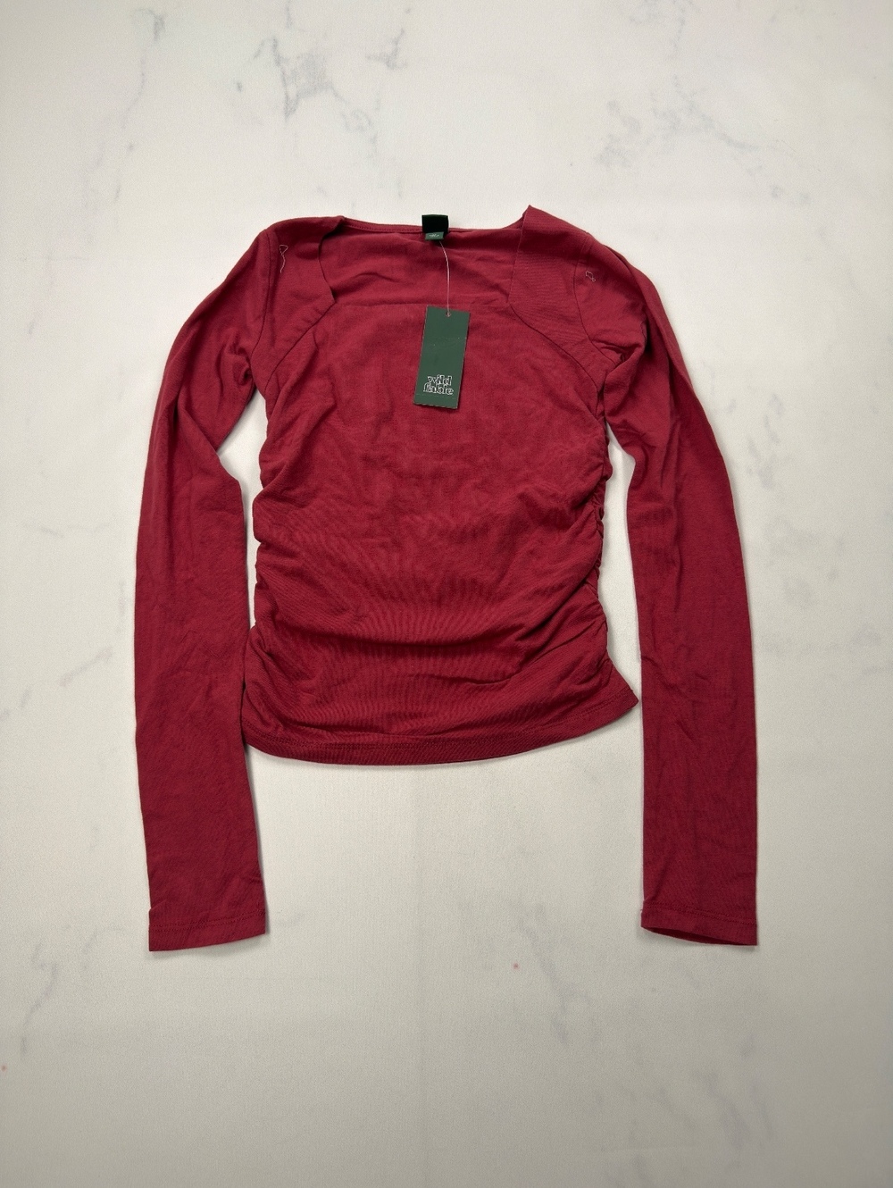 Wild Fable Long Sleeve Top Rose Ruched Detail - Womens XS NWT